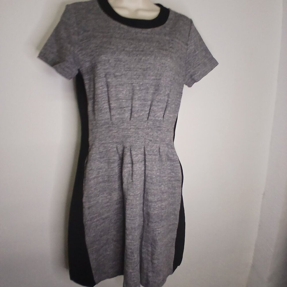 UEC Madewell Crewneck Park Line Black and Grey Sweater Dress pockets sz 6